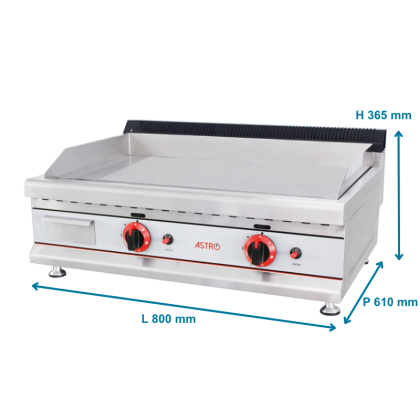 Plancha Gaz Professionnelle Acier 80 x 61cm