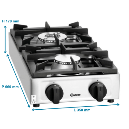 Réchaud à gaz, 2 feux verticaux