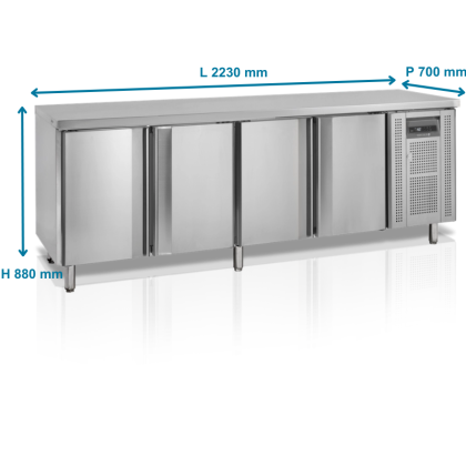 Table réfrigérée négative GN1/1 - 4 portes , 533L