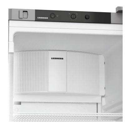 Armoire positive grise ventilée, porte vitrée, 400L - LIEBHERR