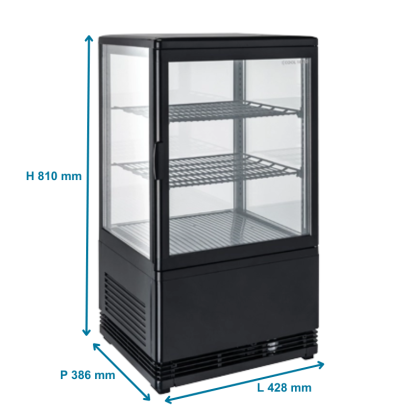 Mini vitrine réfrigérée noire - 58 L