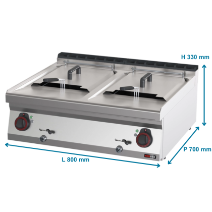 Friteuse électrique triphasée, 2x13L - 2x12,5kW