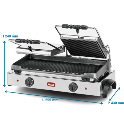 Grill Panini Double  3,6 kW - Plaque fonte lisse