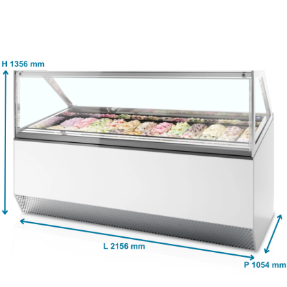 Vitrine spécial glaciers, vitre droite - 24 bacs Napoli 5L