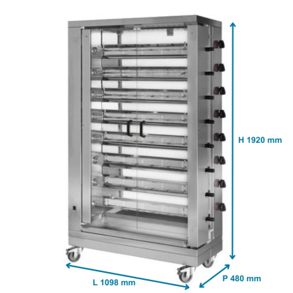Rôtissoire verticale gaz, 8 brôches- 48 poulets