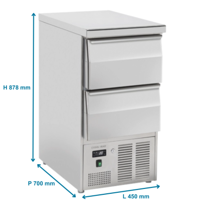 Table réfrigérée positive GN1/1, 2 tiroirs - 101 L