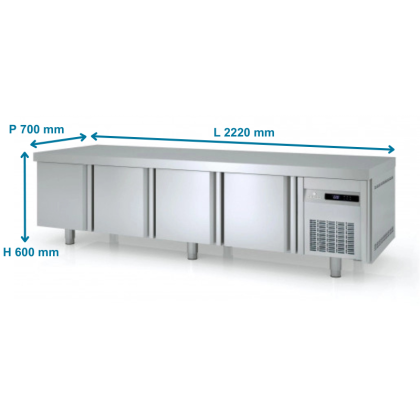 Meuble soubassement positif, GN1/1,  4 portes - 359L