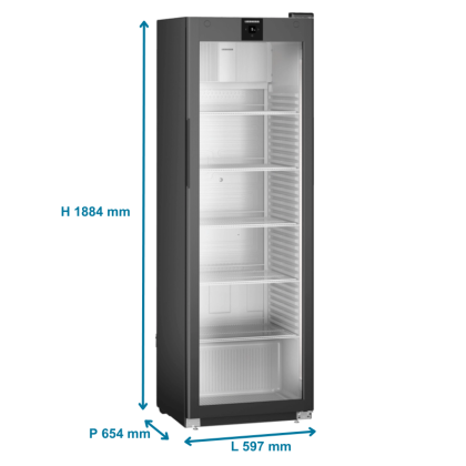 Armoire positive noire ventilée, porte vitrée, 400L - LIEBHERR