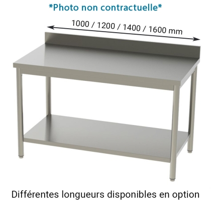 Table Inox Adossée - Étagère Basse L 1000 x P 700 mm