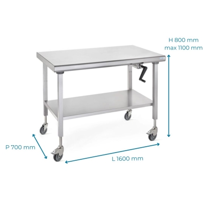 Plan de travail sur roues 700 x 1600 mm