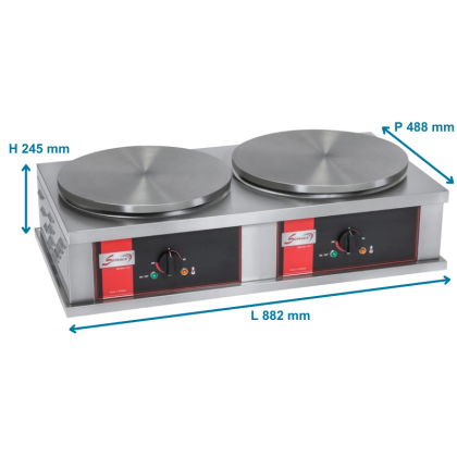 Crêpière double électrique foraine usage intensif 2 x 40 cm