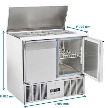 Saladette réfrigérée avec couvercle inox - 232 L