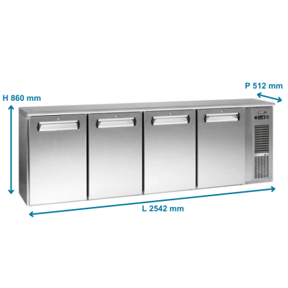 Arrière De Bar Inox 4 Portes Gamko