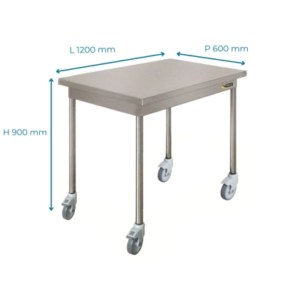 Table Inox Centrale Mobile L 1200 mm