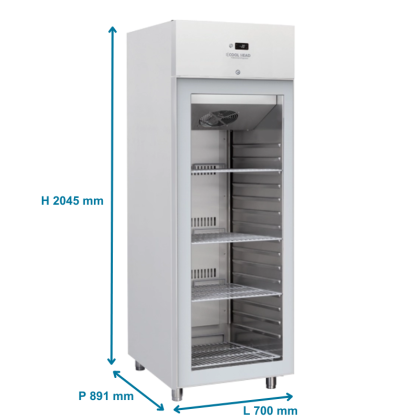 Armoire congélateur inox GN2/1, porte vitrée - 546 L