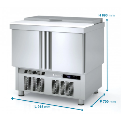 Saladette réfrigérée 2 portes - 15 bacs GN1/6 - 169 L