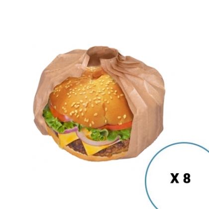 Pack 8 Boites Emballage Burger Kraft XXL