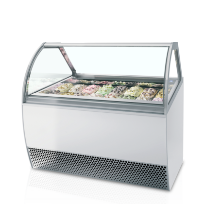 Vitrine incurvée spécial glaciers - 16 bacs Napoli 5L