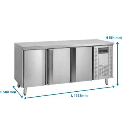 Table réfrigérée  positive, 3 portes - GN1/1 P700