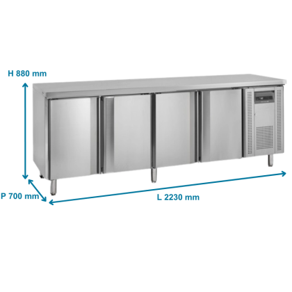 Table réfrigérée  positive, 4 portes - GN1/1 P700