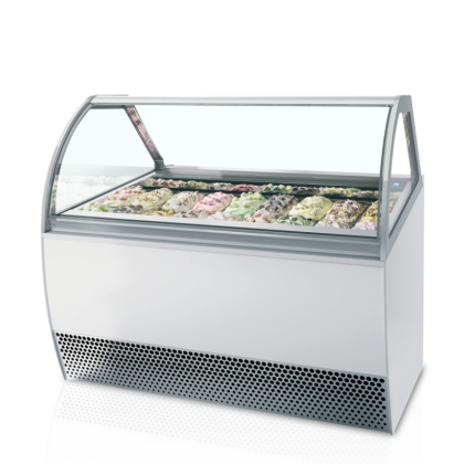 Vitrine incurvée spécial glaciers - 18 bacs Napoli 5L