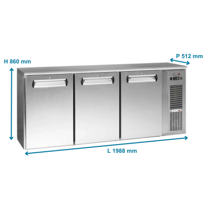 Arrière Bar Inox 3 Portes Gamko