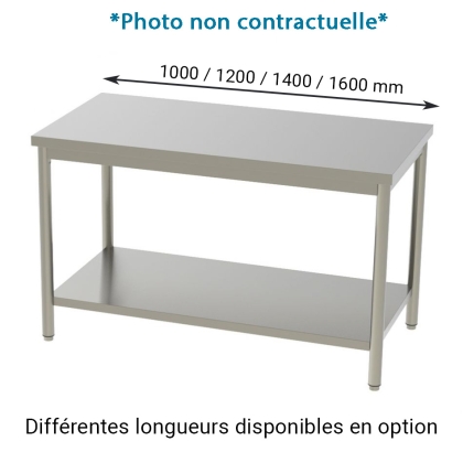 Table Inox Centrale - Étagère Basse L 1200 x P 600 mm