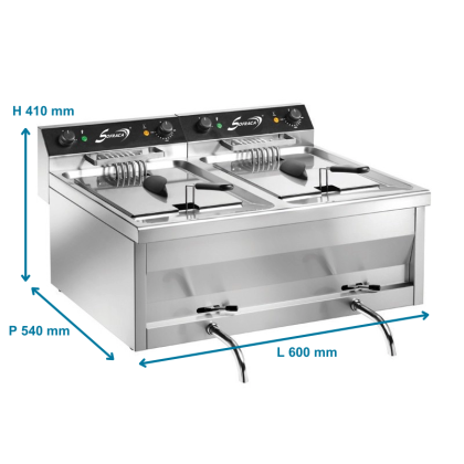 Friteuse électrique à poser triphasée - 2x9 L