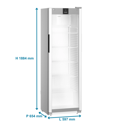 Armoire positive grise ventilée, porte vitrée, 400L - LIEBHERR