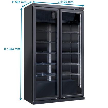 Armoire à boisson noire 2 portes vitrée - 805 L