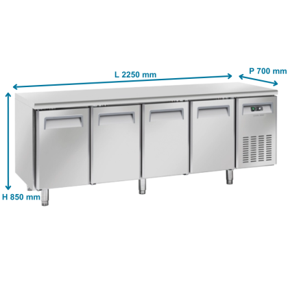 Table réfrigérée positive GN1/1, 4 portes, P700