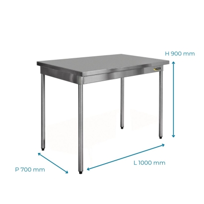 Table Inox Centrale P 700 L 1000 mm