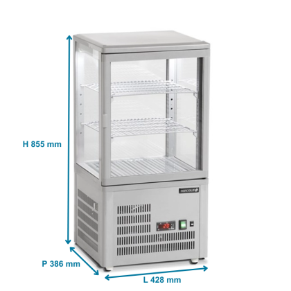 Vitrine réfrigérée de comptoir 4 faces vitrées 60 litres