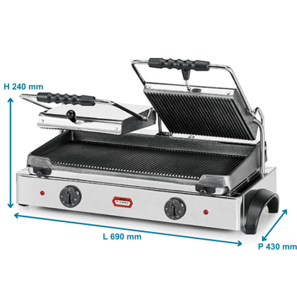 Grill Panini Double 3,6 kW - Plaque fonte rainurée