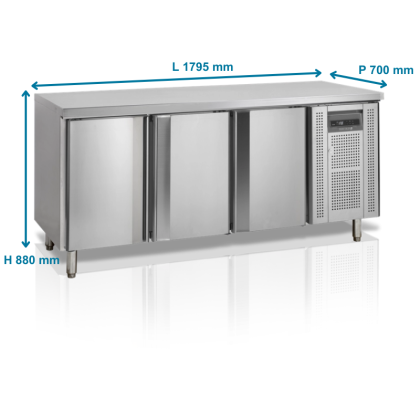 Table réfrigérée négative GN1/1 - 3 portes, 402L