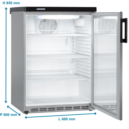 Armoire table top vitrée inox, froid ventilé 171L - LIEBHERR