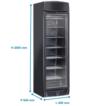 Armoire négative vitrée noire avec bandeau lumineux - 300 L