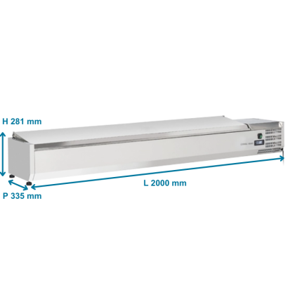 Saladette à Poser 200 cm - 10 bacs GN1/4 - inox