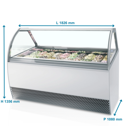 Vitrine incurvée spécial glaciers - 20 bacs Napoli 5L