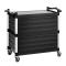 Chariot de service noir, 3 tablettes